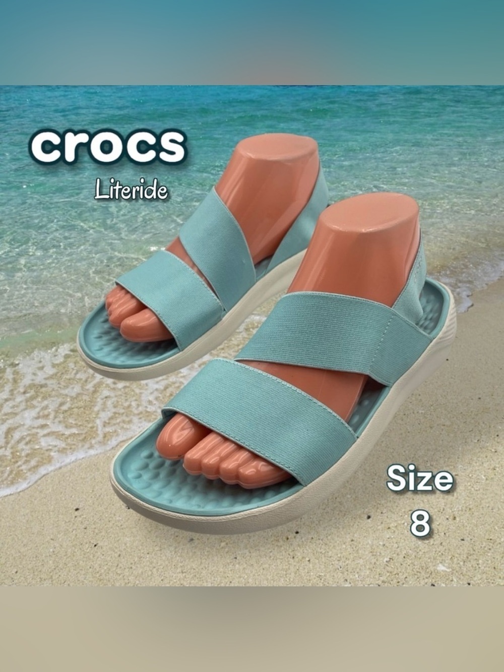 Crocs LiteRide Stretch Sandal Ice Blue
Almost White Size 8 206081
